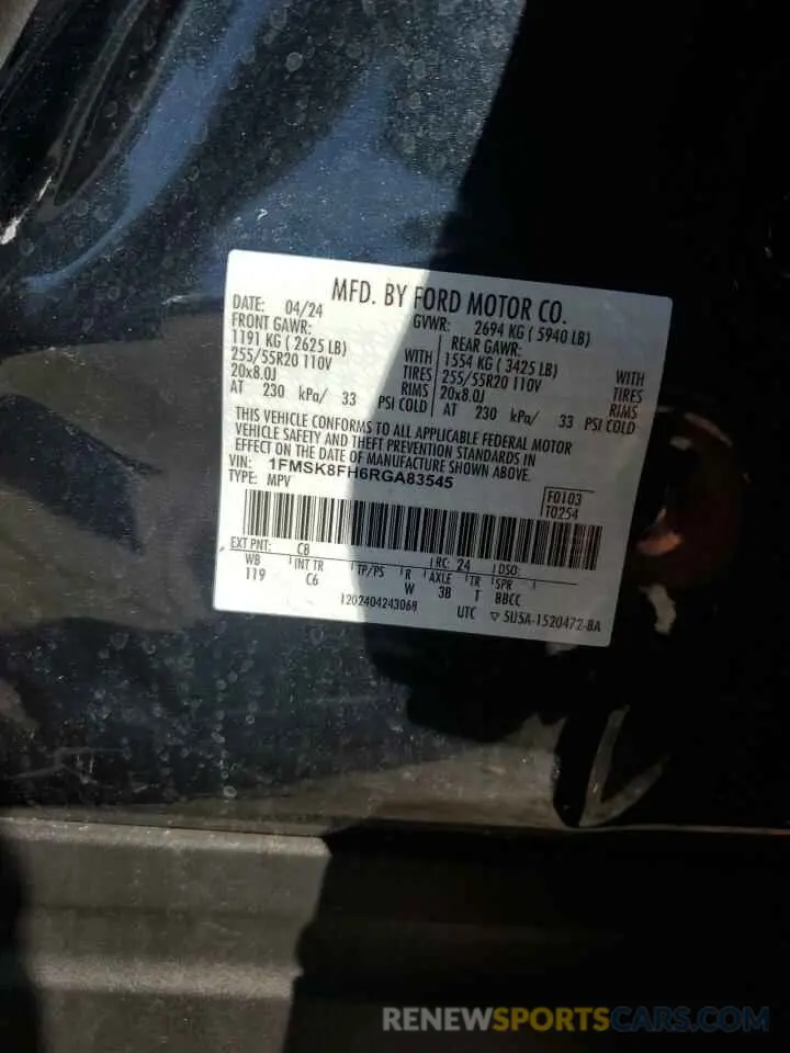 13 Photograph of a damaged car 1FMSK8FH6RGA83545 FORD EXPLORER 2024