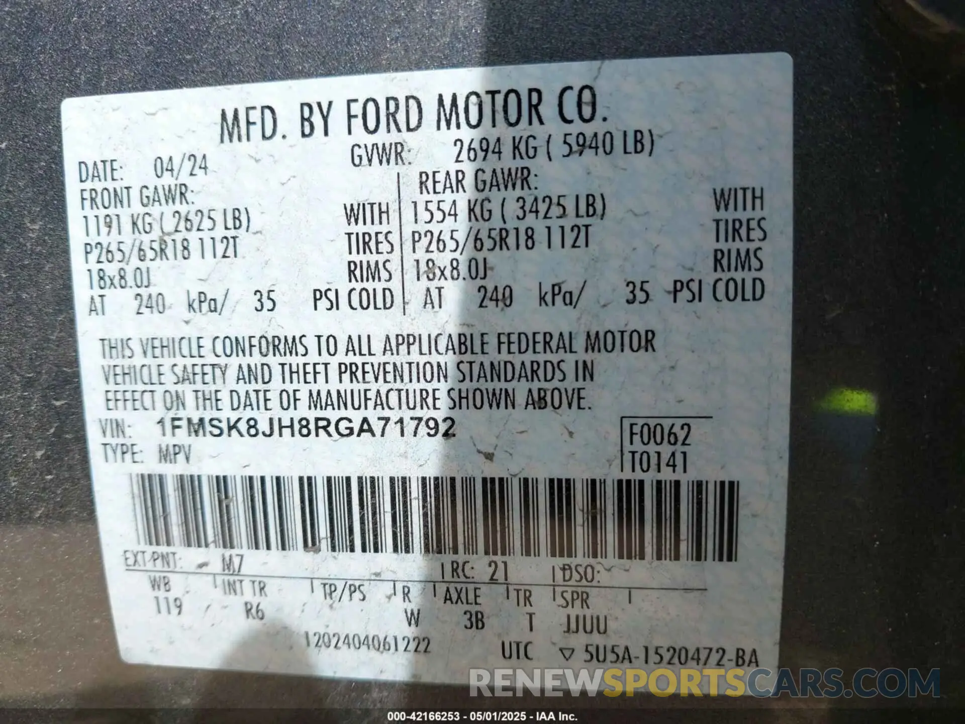 9 Photograph of a damaged car 1FMSK8JH8RGA71792 FORD EXPLORER 2024