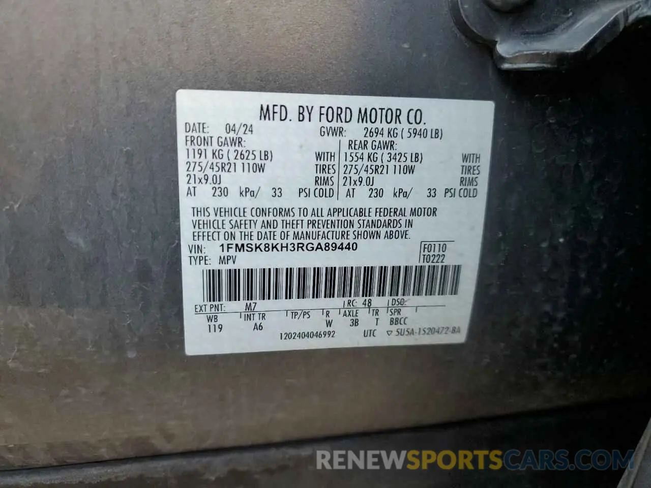 15 Photograph of a damaged car 1FMSK8KH3RGA89440 FORD EXPLORER 2024