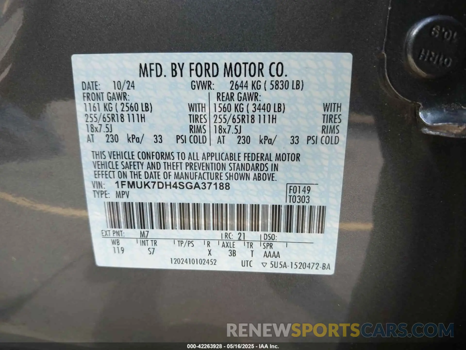 9 Photograph of a damaged car 1FMUK7DH4SGA37188 FORD EXPLORER 2025
