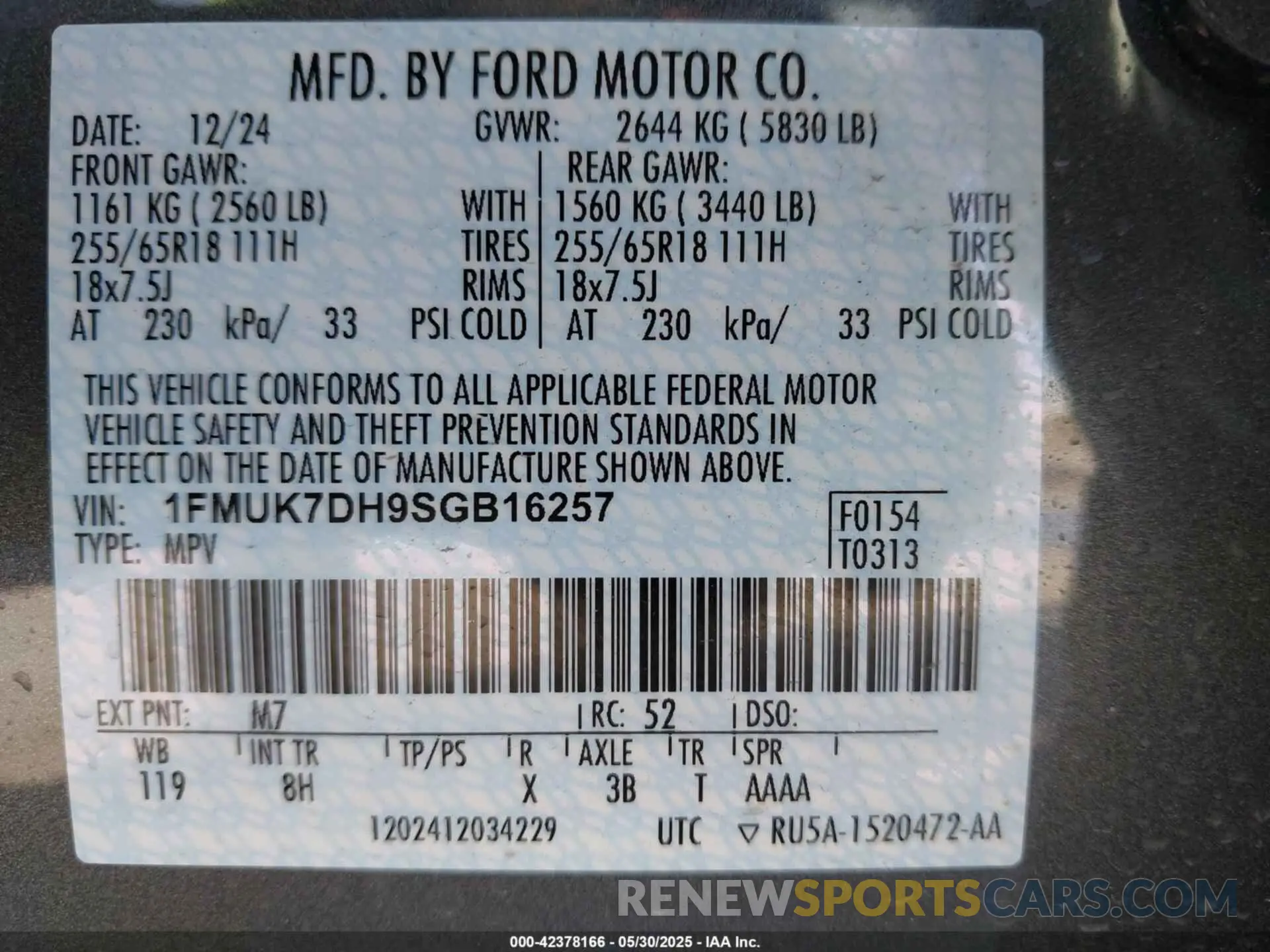 9 Photograph of a damaged car 1FMUK7DH9SGB16257 FORD EXPLORER 2025