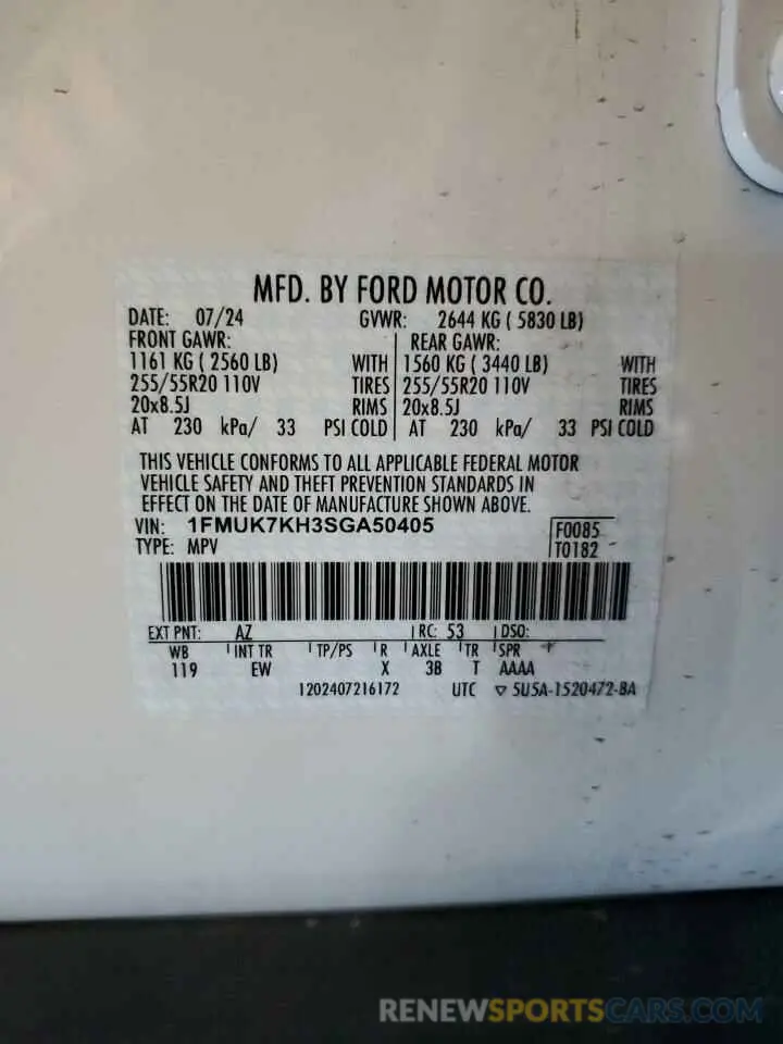 13 Photograph of a damaged car 1FMUK7KH3SGA50405 FORD EXPLORER 2025