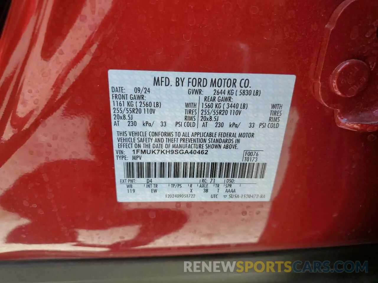 13 Photograph of a damaged car 1FMUK7KH9SGA40462 FORD EXPLORER 2025