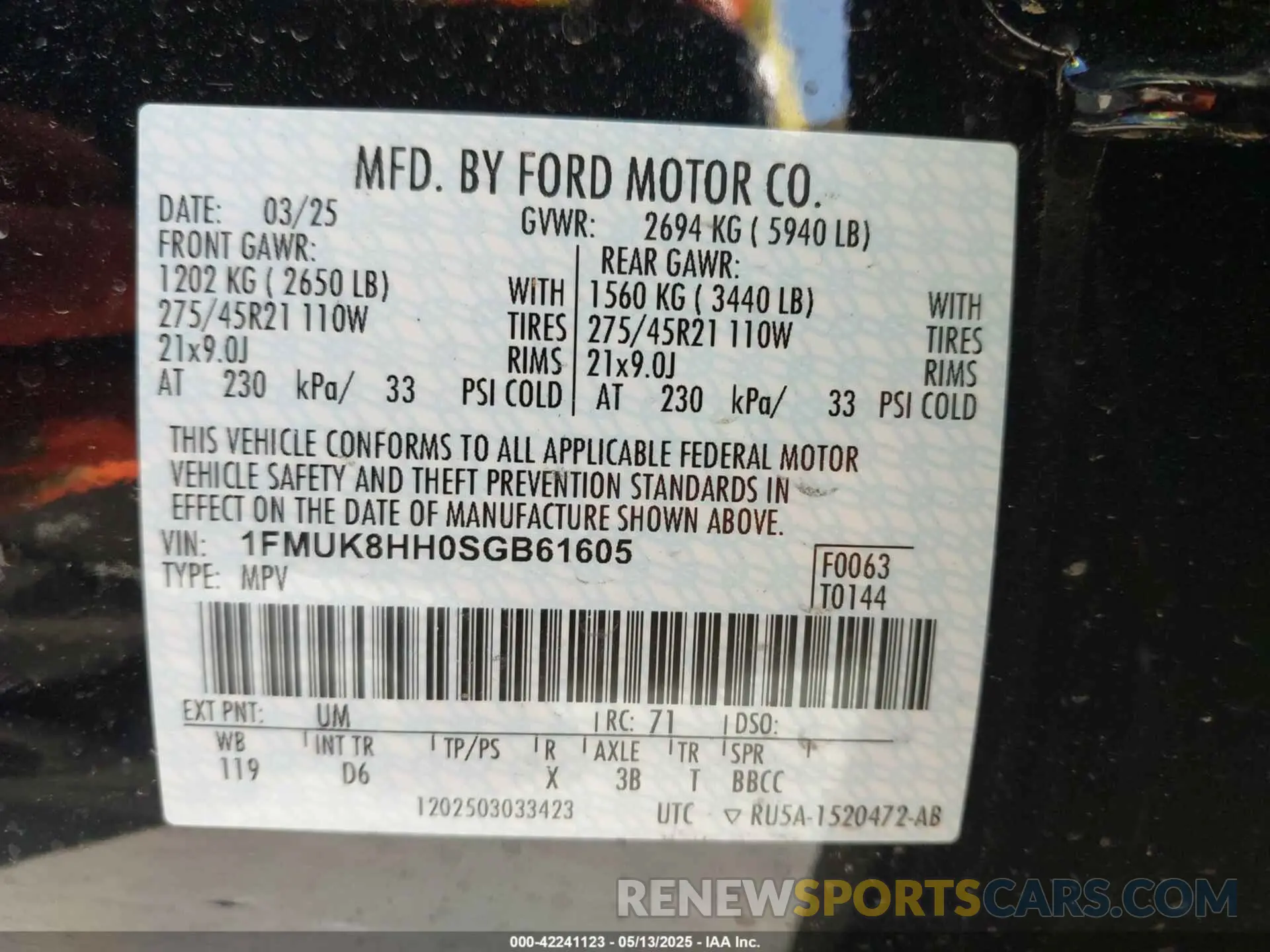 9 Photograph of a damaged car 1FMUK8HH0SGB61605 FORD EXPLORER 2025