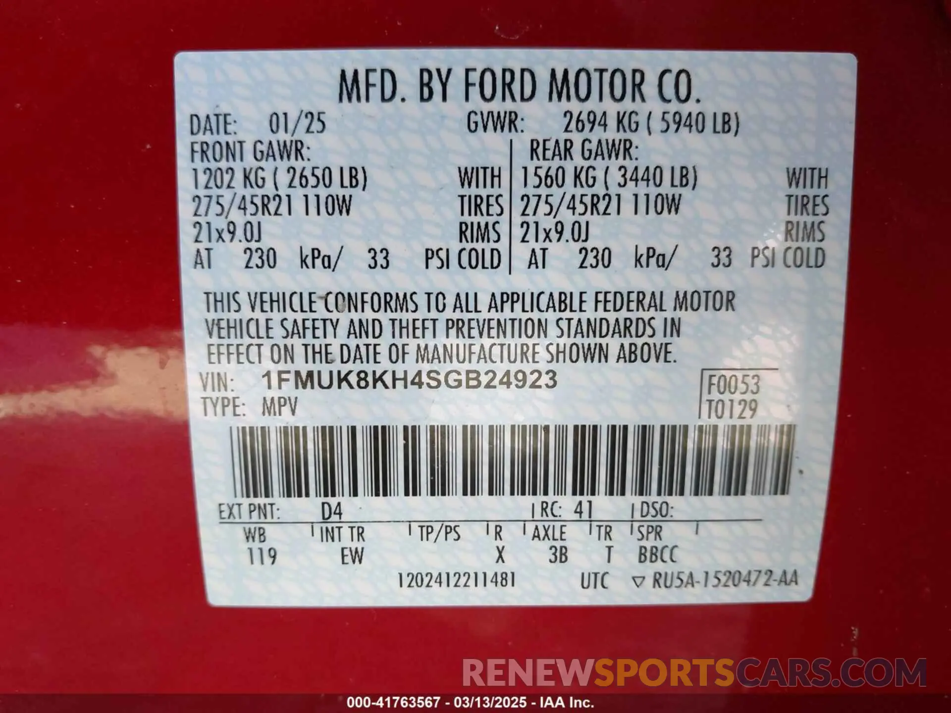 9 Photograph of a damaged car 1FMUK8KH4SGB24923 FORD EXPLORER 2025