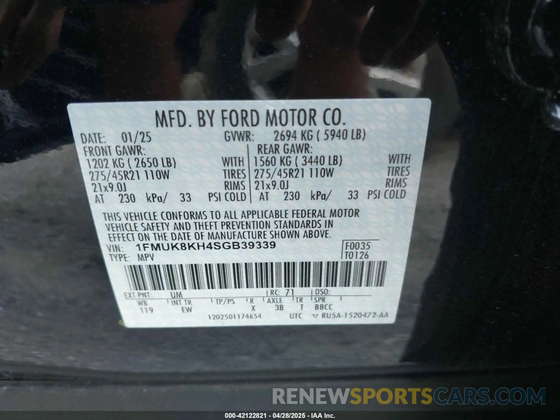 9 Photograph of a damaged car 1FMUK8KH4SGB39339 FORD EXPLORER 2025