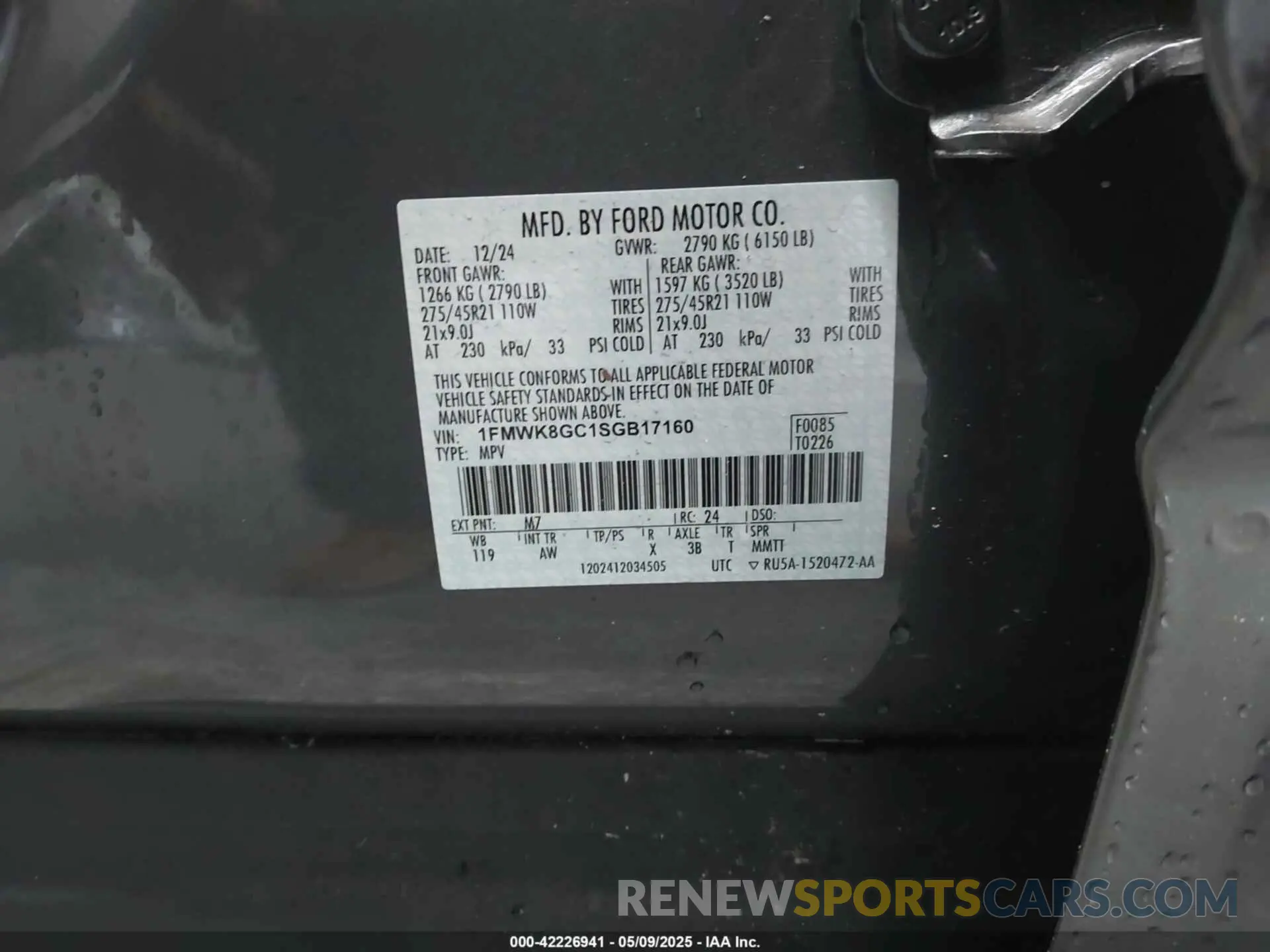 9 Photograph of a damaged car 1FMWK8GC1SGB17160 FORD EXPLORER 2025
