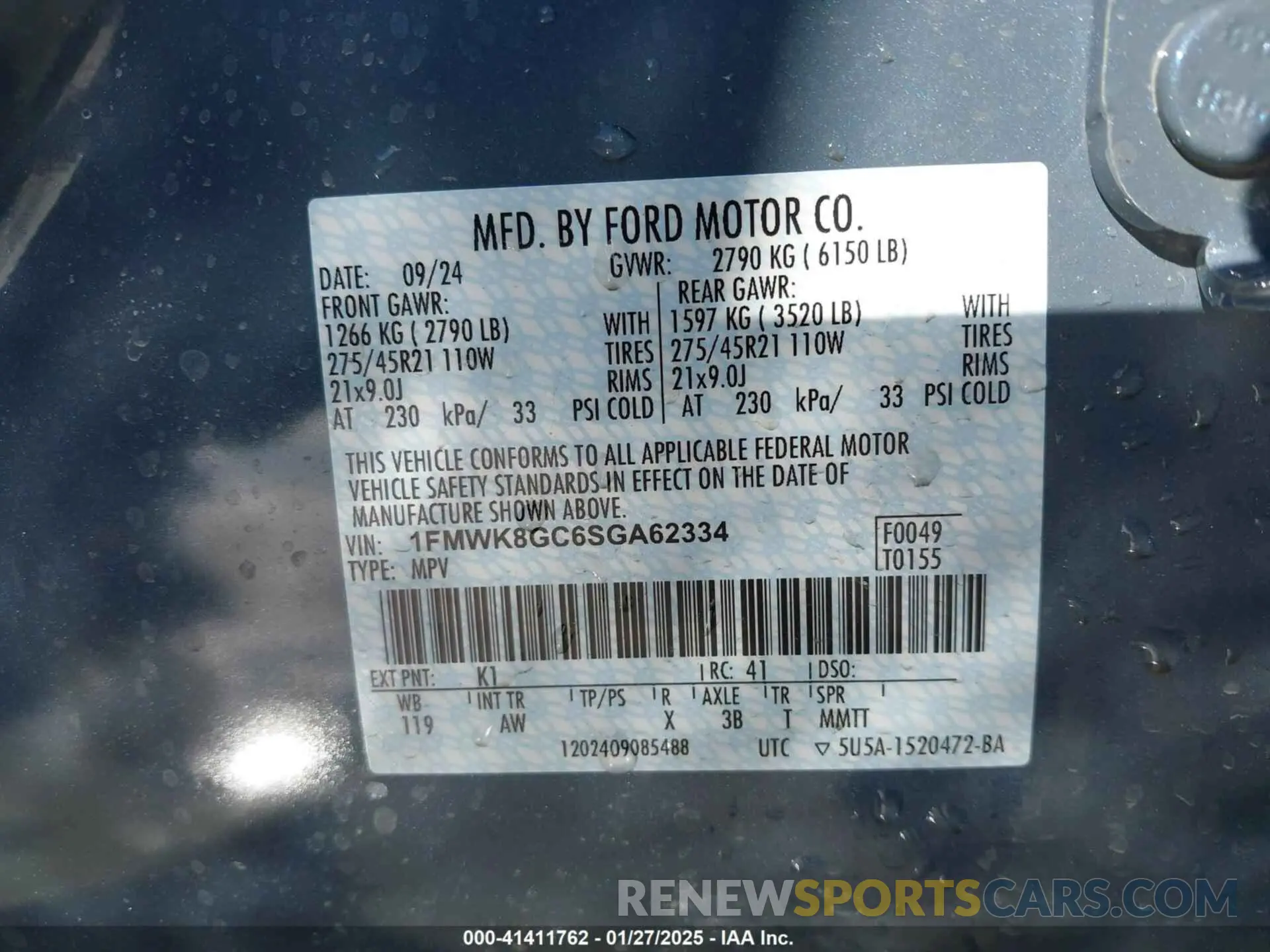 9 Photograph of a damaged car 1FMWK8GC6SGA62334 FORD EXPLORER 2025