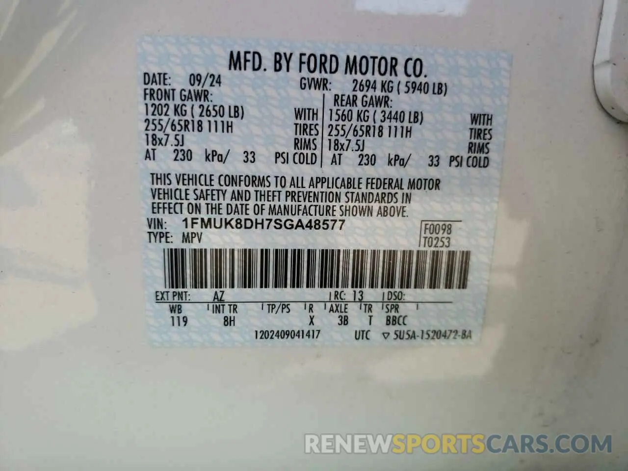 13 Photograph of a damaged car 1FMUK8DH7SGA48577 FORD EXPLORER A 2025