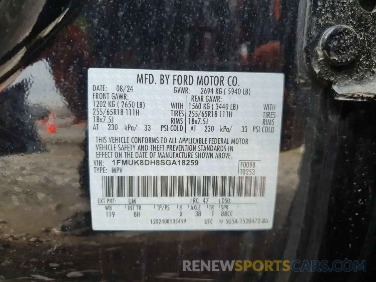 14 Photograph of a damaged car 1FMUK8DH8SGA18259 FORD EXPLORER A 2025