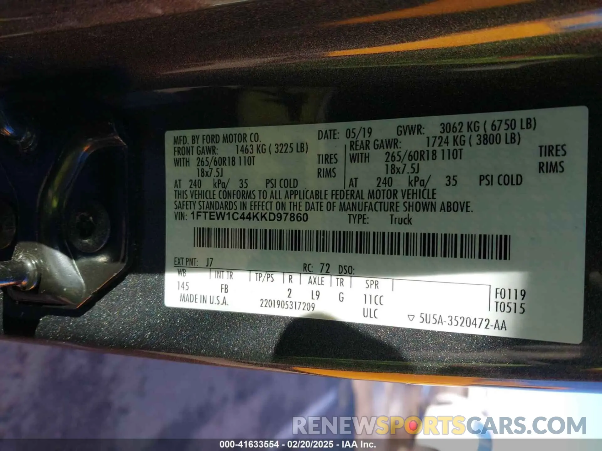 9 Photograph of a damaged car 1FTEW1C44KKD97860 FORD F-150 2019