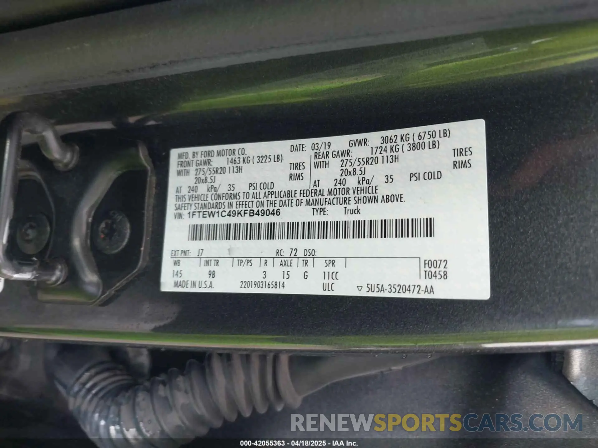 9 Photograph of a damaged car 1FTEW1C49KFB49046 FORD F-150 2019
