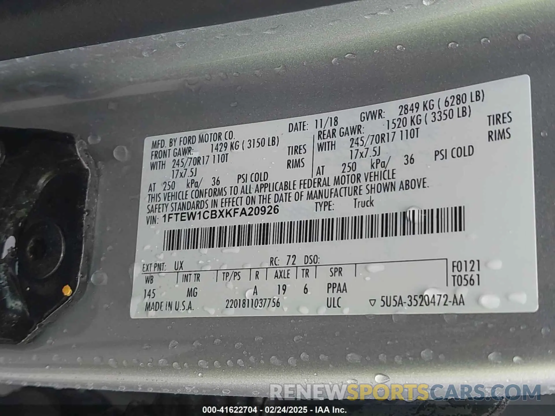 9 Photograph of a damaged car 1FTEW1CBXKFA20926 FORD F-150 2019