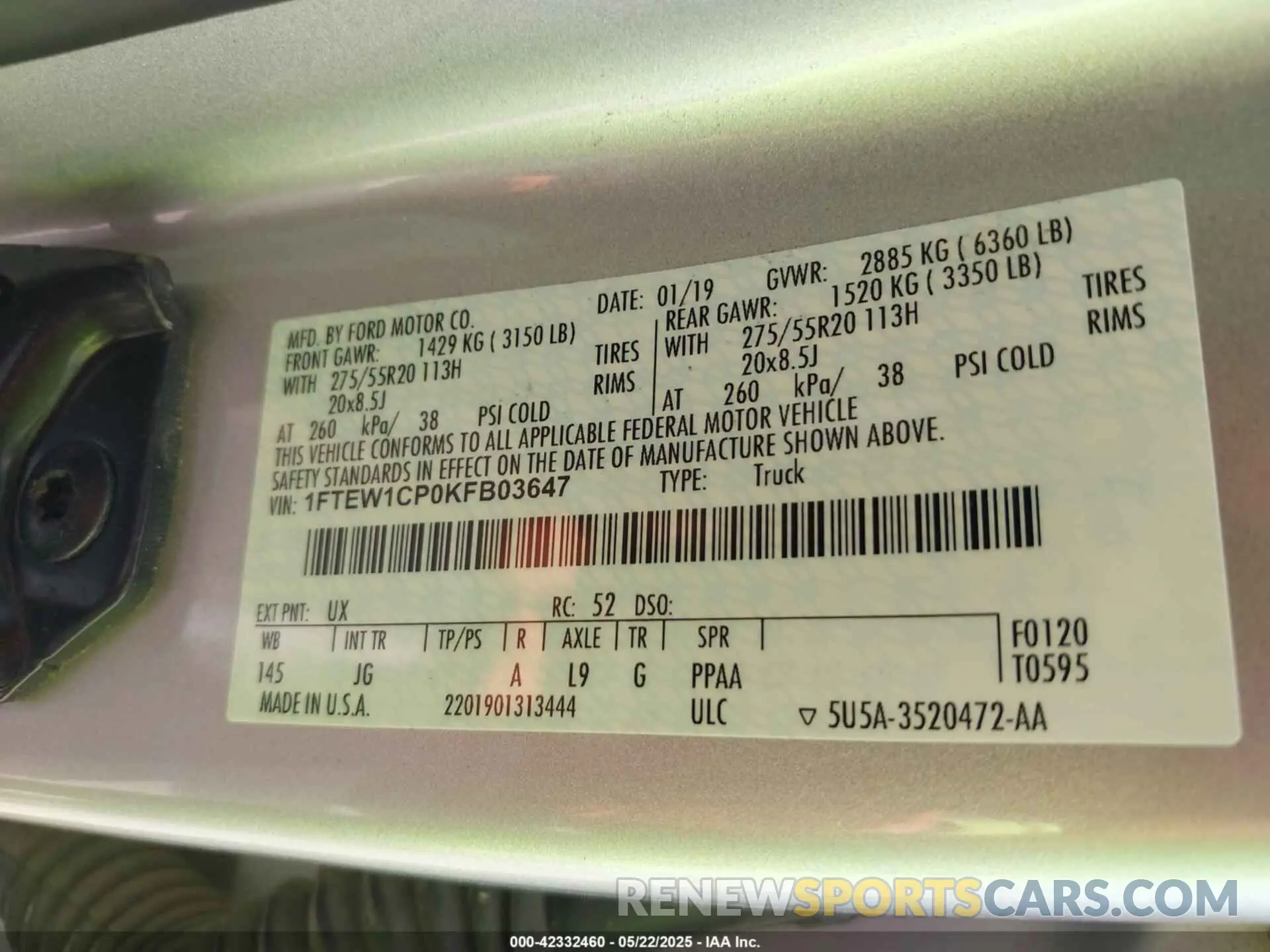9 Photograph of a damaged car 1FTEW1CP0KFB03647 FORD F-150 2019