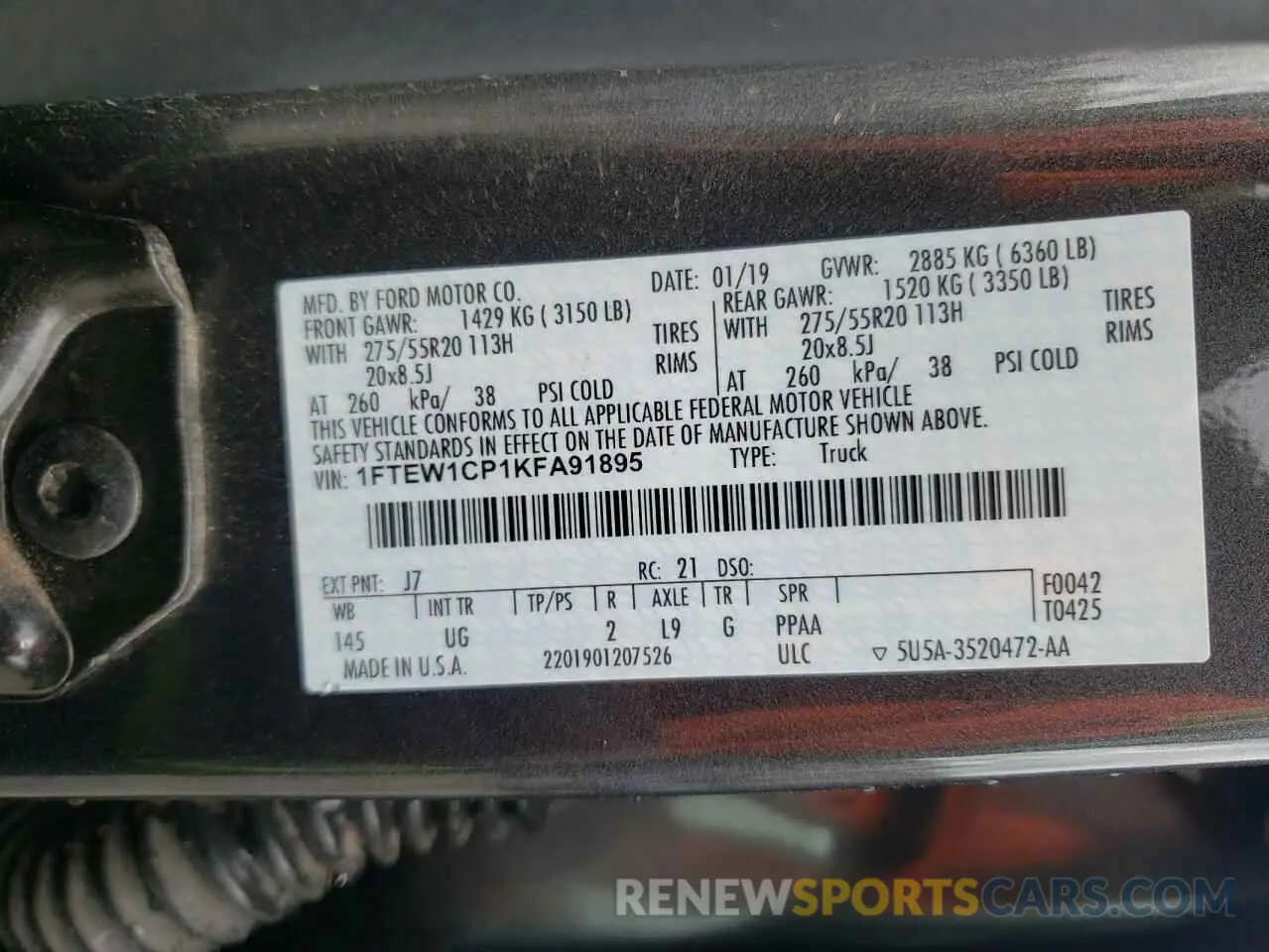 12 Photograph of a damaged car 1FTEW1CP1KFA91895 FORD F-150 2019
