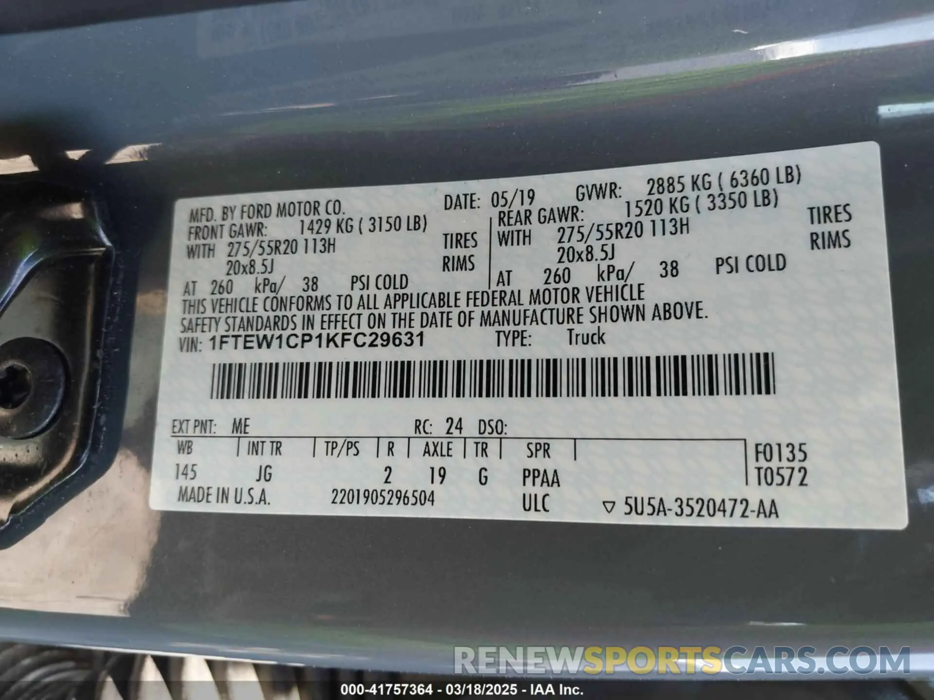 9 Photograph of a damaged car 1FTEW1CP1KFC29631 FORD F-150 2019