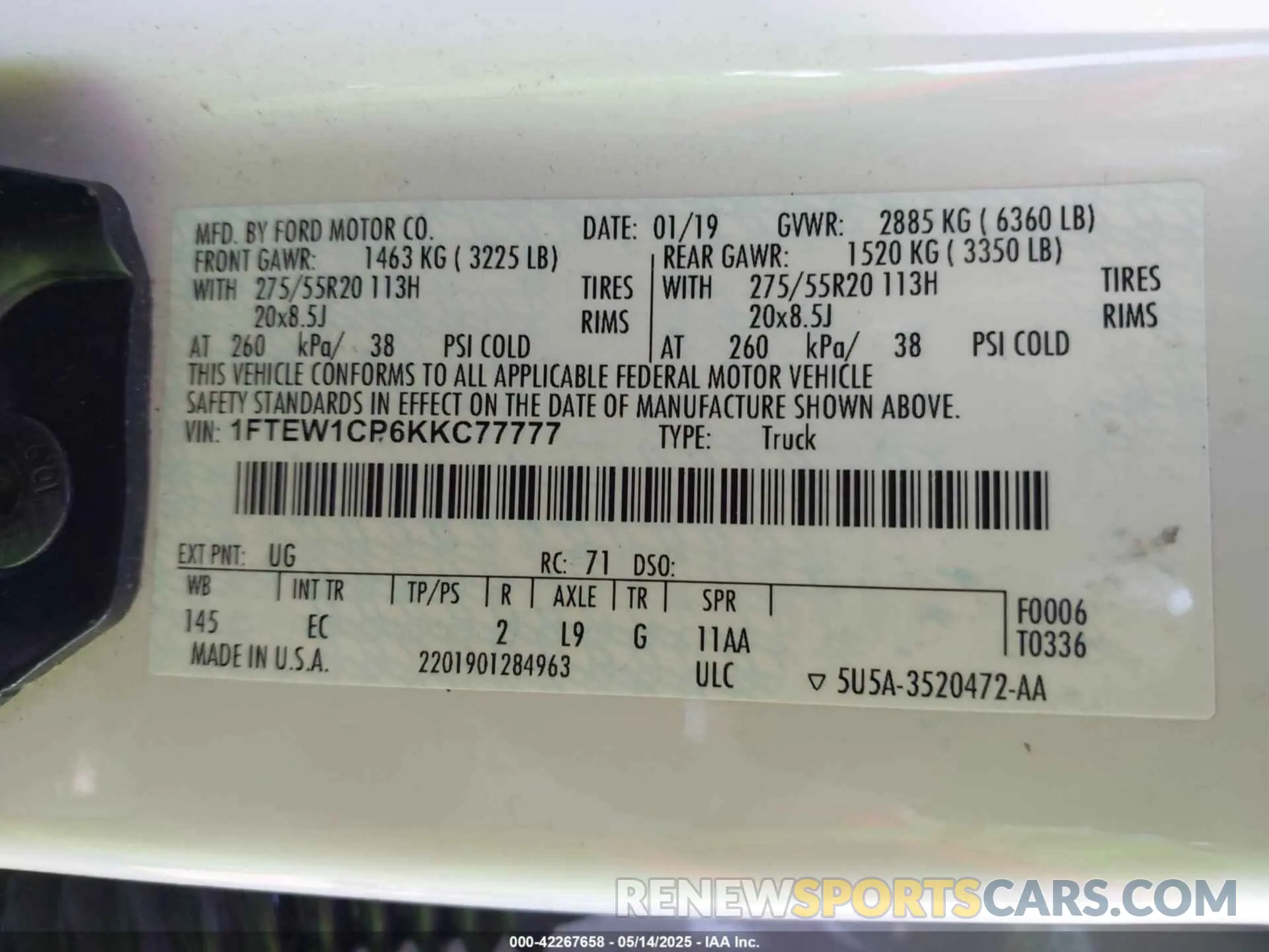 9 Photograph of a damaged car 1FTEW1CP6KKC77777 FORD F-150 2019
