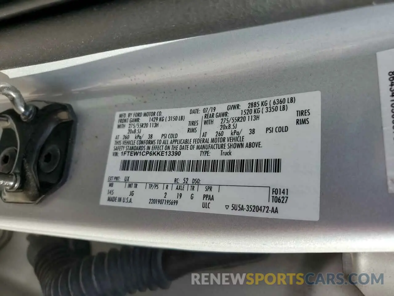 12 Photograph of a damaged car 1FTEW1CP6KKE13390 FORD F-150 2019