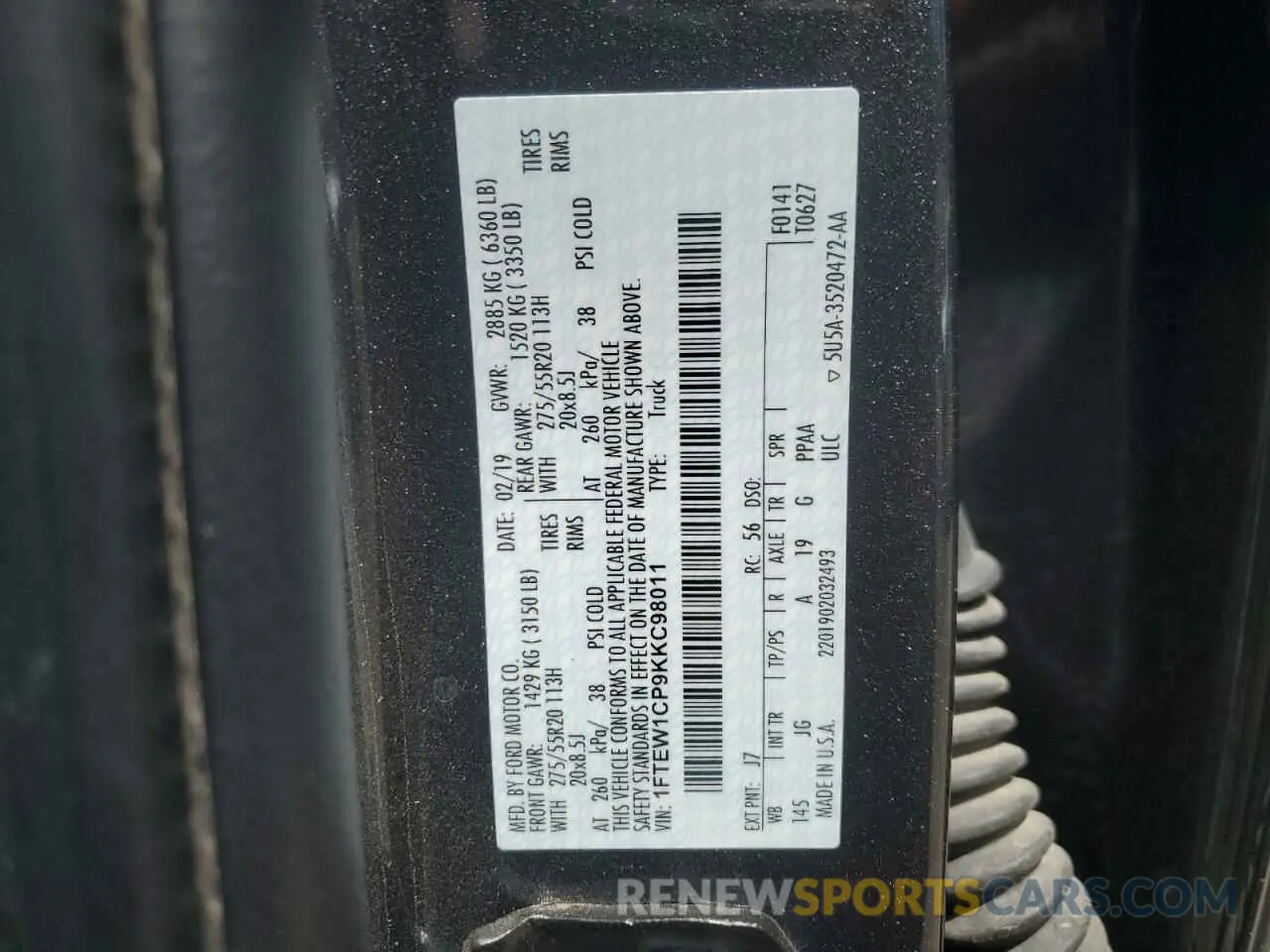 13 Photograph of a damaged car 1FTEW1CP9KKC98011 FORD F-150 2019