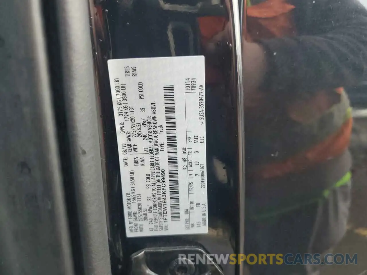 14 Photograph of a damaged car 1FTEW1E43KFC99490 FORD F-150 2019