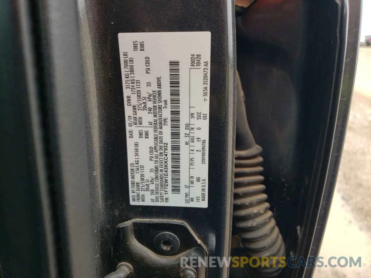 13 Photograph of a damaged car 1FTEW1E43KKC47932 FORD F-150 2019