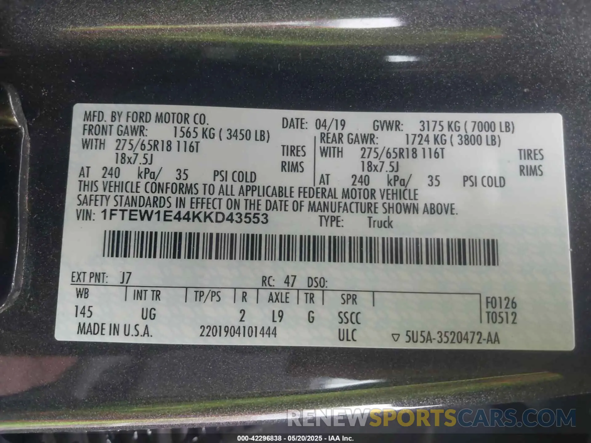9 Photograph of a damaged car 1FTEW1E44KKD43553 FORD F-150 2019
