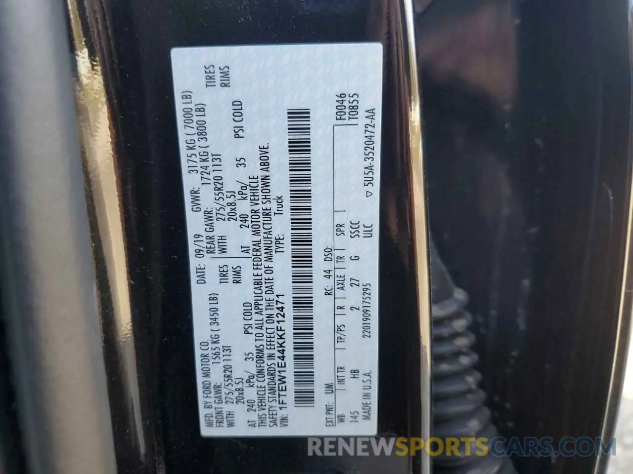 14 Photograph of a damaged car 1FTEW1E44KKF12471 FORD F-150 2019