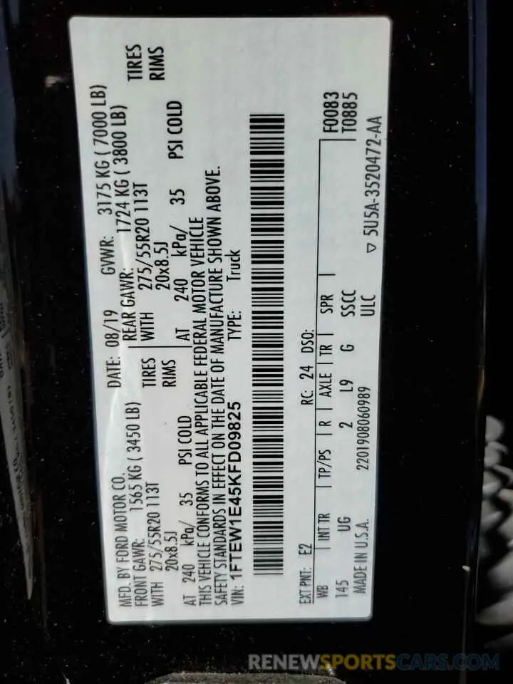 12 Photograph of a damaged car 1FTEW1E45KFD09825 FORD F-150 2019