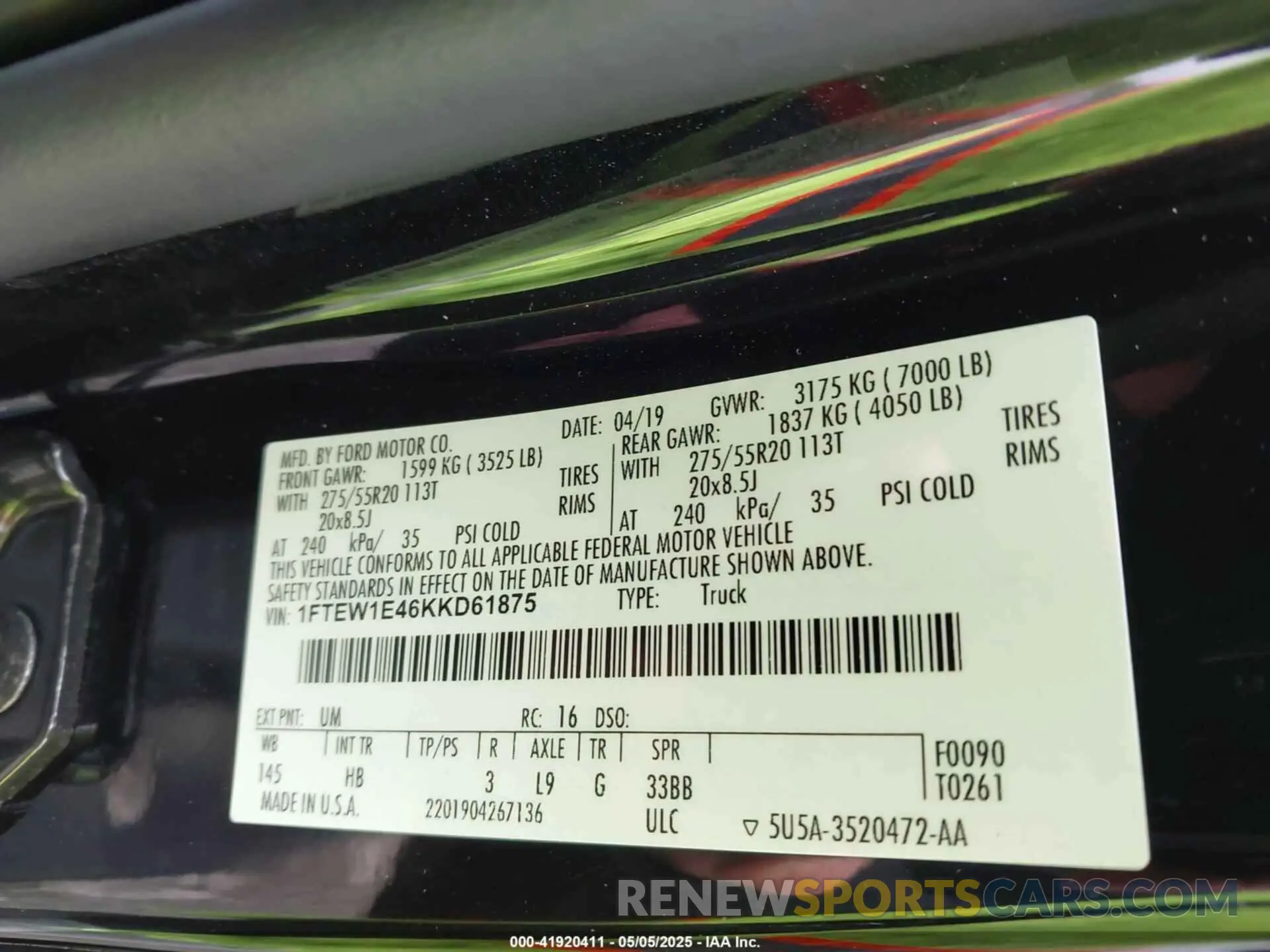 9 Photograph of a damaged car 1FTEW1E46KKD61875 FORD F-150 2019