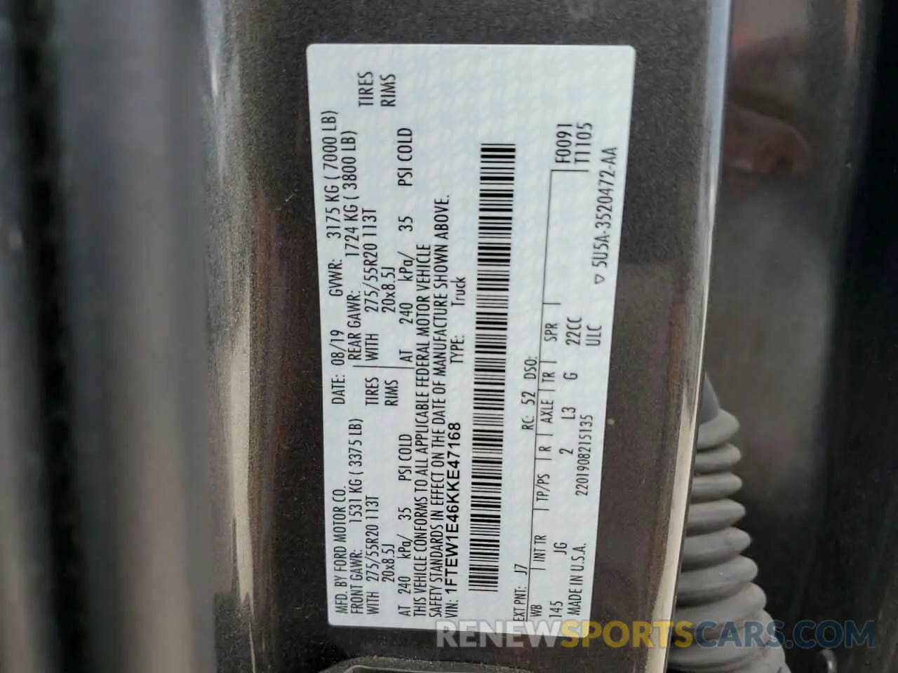 12 Photograph of a damaged car 1FTEW1E46KKE47168 FORD F-150 2019