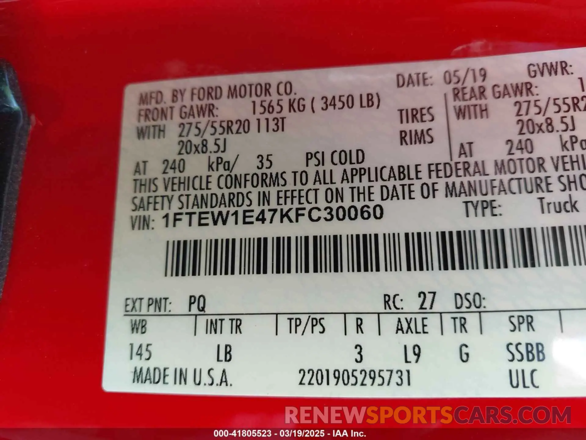9 Photograph of a damaged car 1FTEW1E47KFC30060 FORD F-150 2019