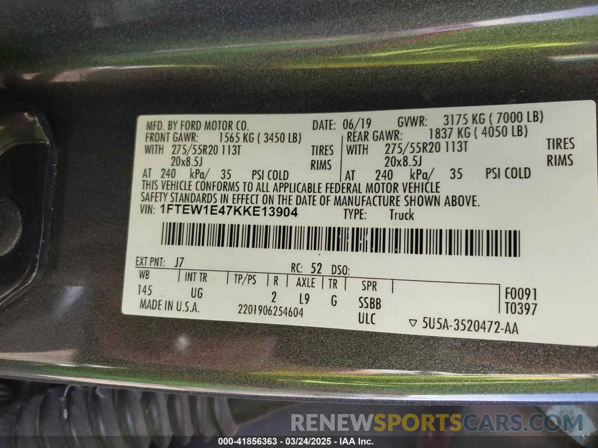 9 Photograph of a damaged car 1FTEW1E47KKE13904 FORD F-150 2019
