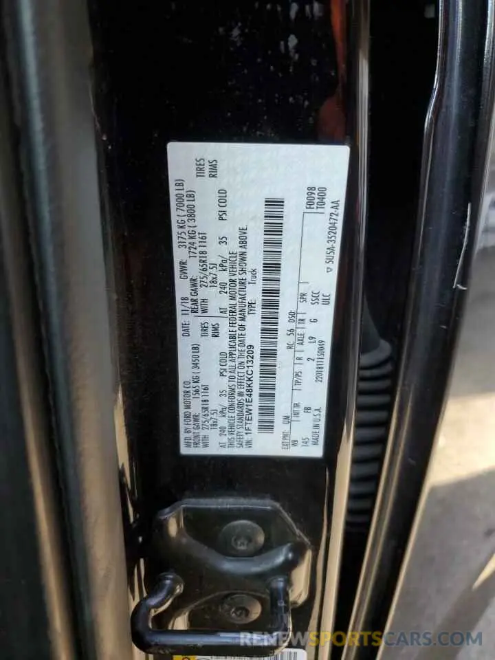 12 Photograph of a damaged car 1FTEW1E48KKC13209 FORD F-150 2019
