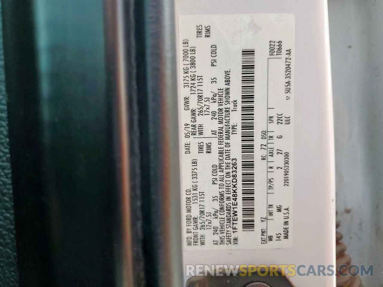 12 Photograph of a damaged car 1FTEW1E48KKD83263 FORD F-150 2019