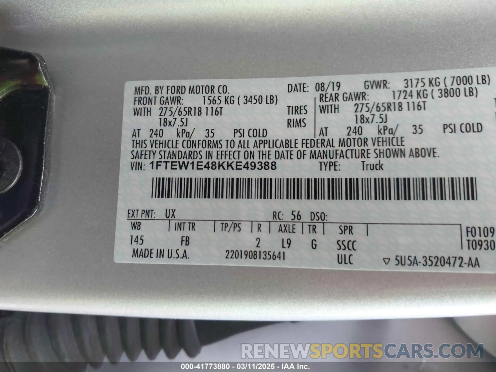 9 Photograph of a damaged car 1FTEW1E48KKE49388 FORD F-150 2019
