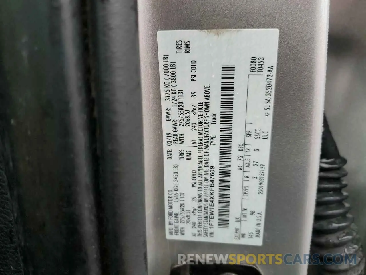 12 Photograph of a damaged car 1FTEW1E4XKFB47609 FORD F-150 2019