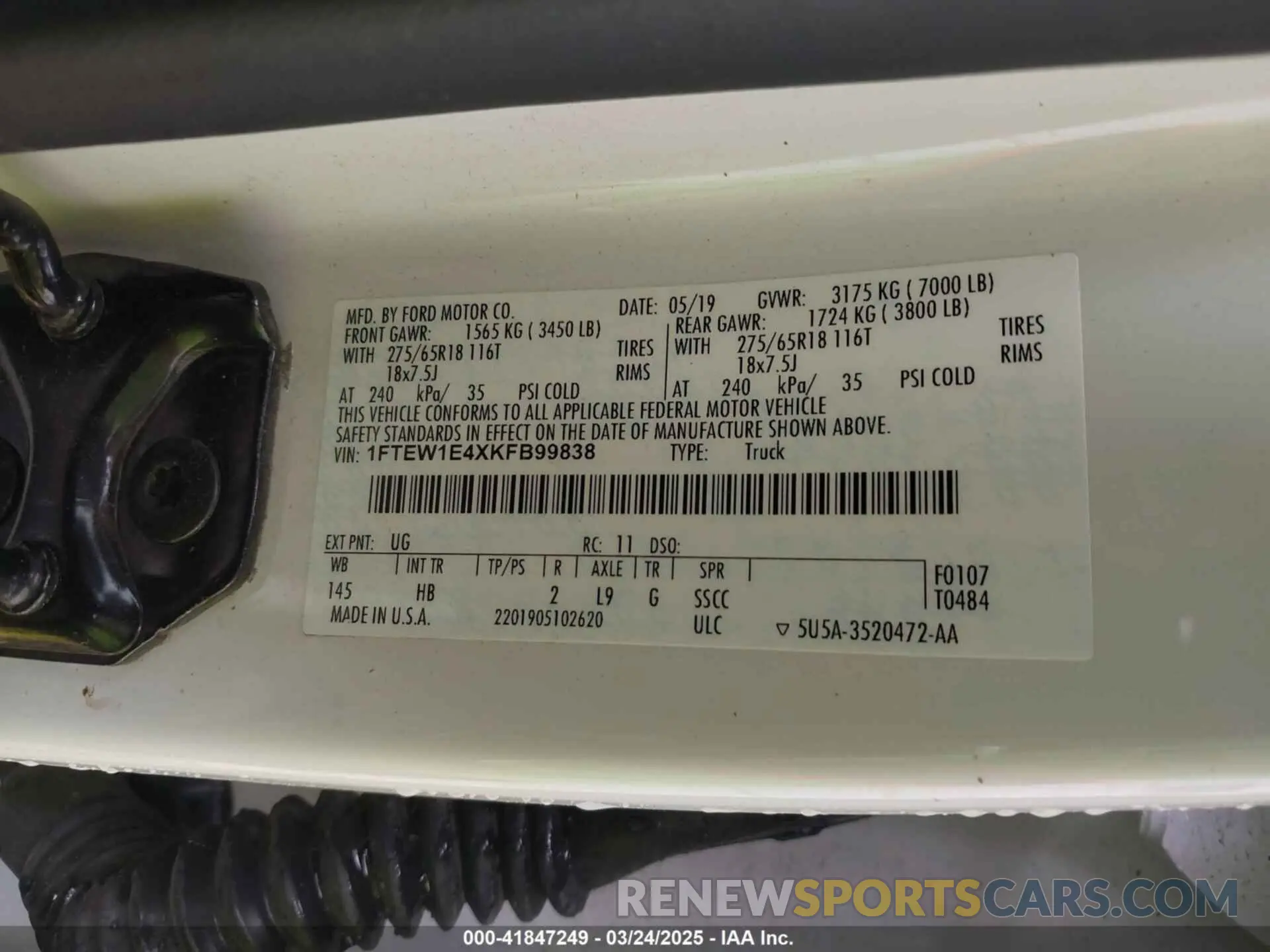 9 Photograph of a damaged car 1FTEW1E4XKFB99838 FORD F-150 2019