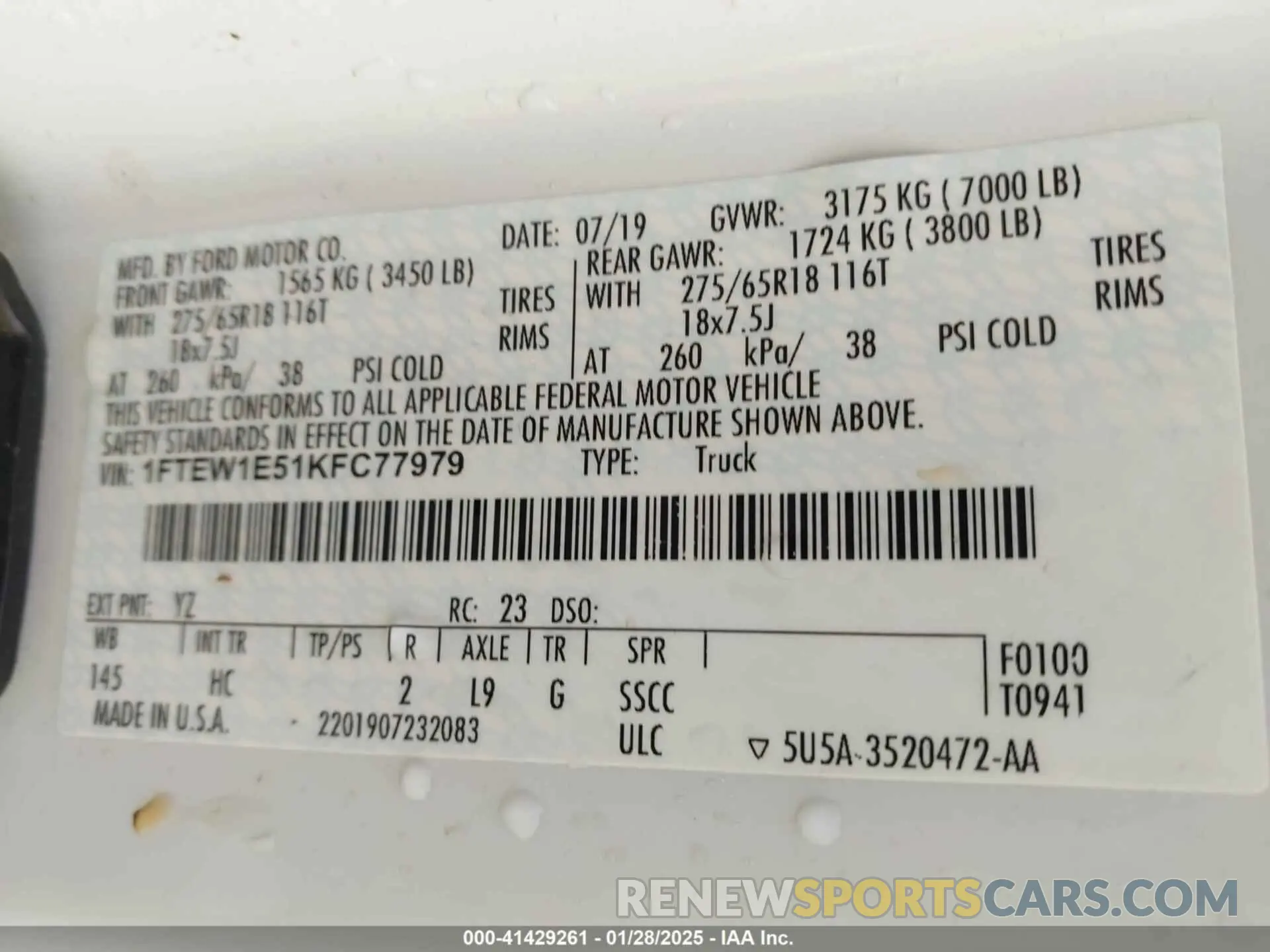 9 Photograph of a damaged car 1FTEW1E51KFC77979 FORD F-150 2019