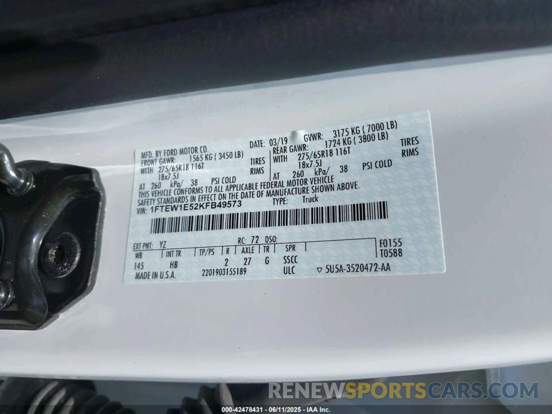 9 Photograph of a damaged car 1FTEW1E52KFB49573 FORD F-150 2019