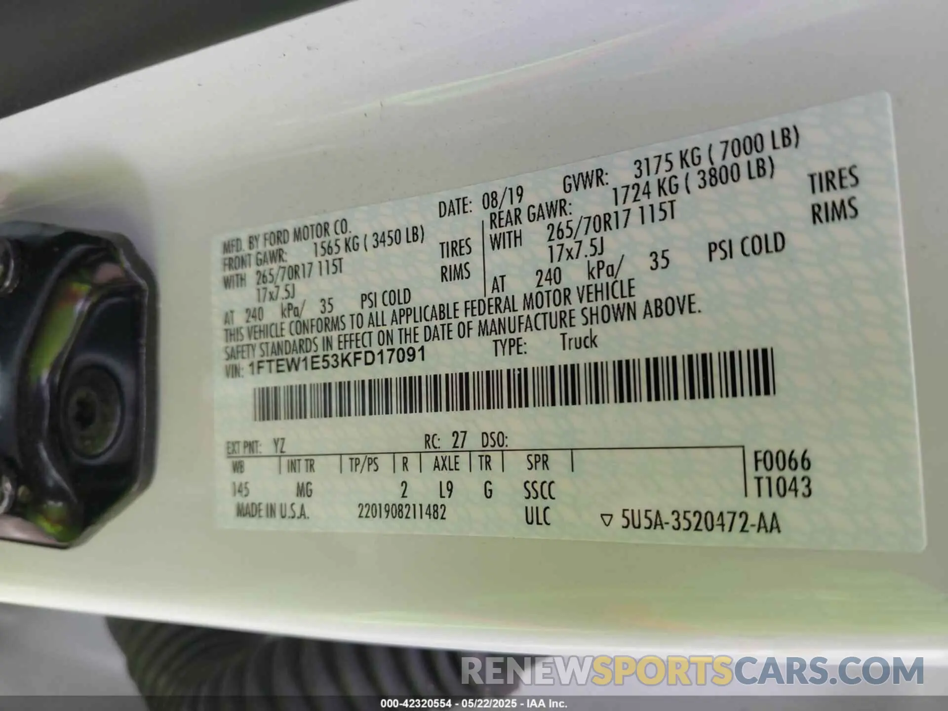 9 Photograph of a damaged car 1FTEW1E53KFD17091 FORD F-150 2019