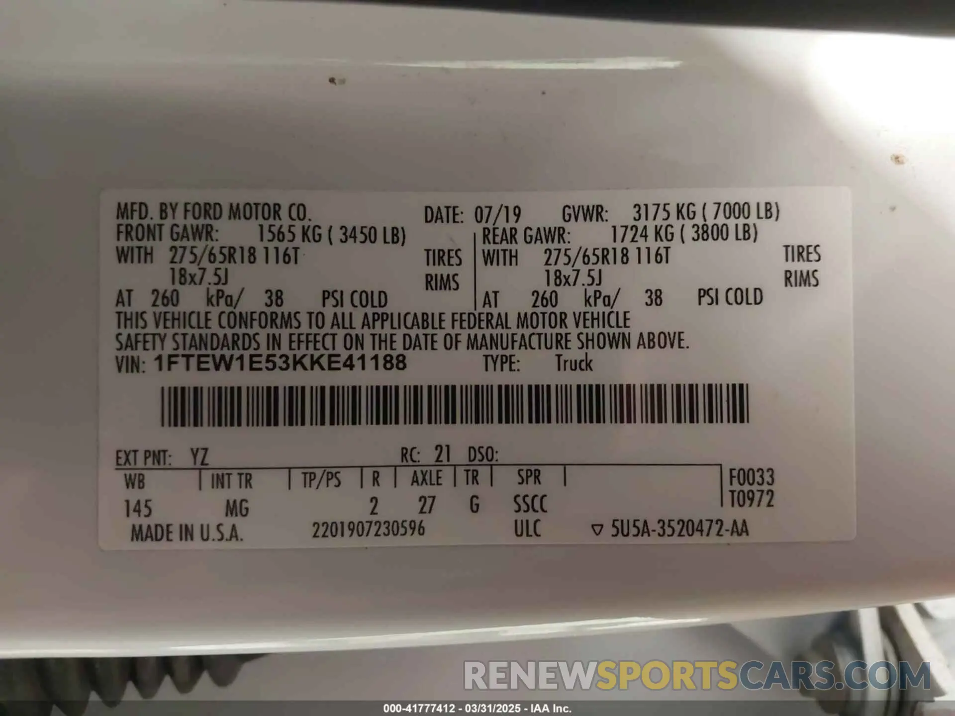 9 Photograph of a damaged car 1FTEW1E53KKE41188 FORD F-150 2019
