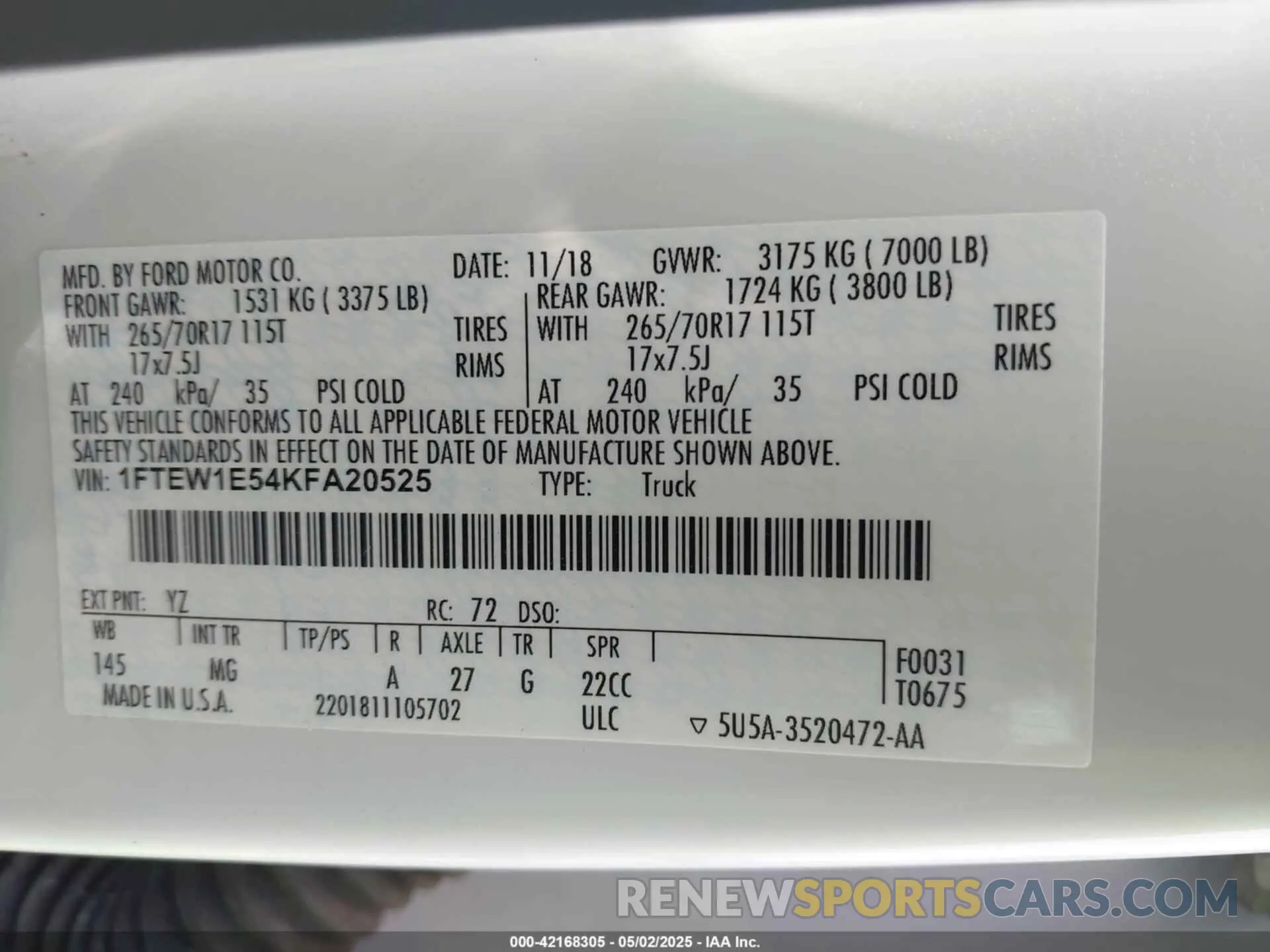 9 Photograph of a damaged car 1FTEW1E54KFA20525 FORD F-150 2019