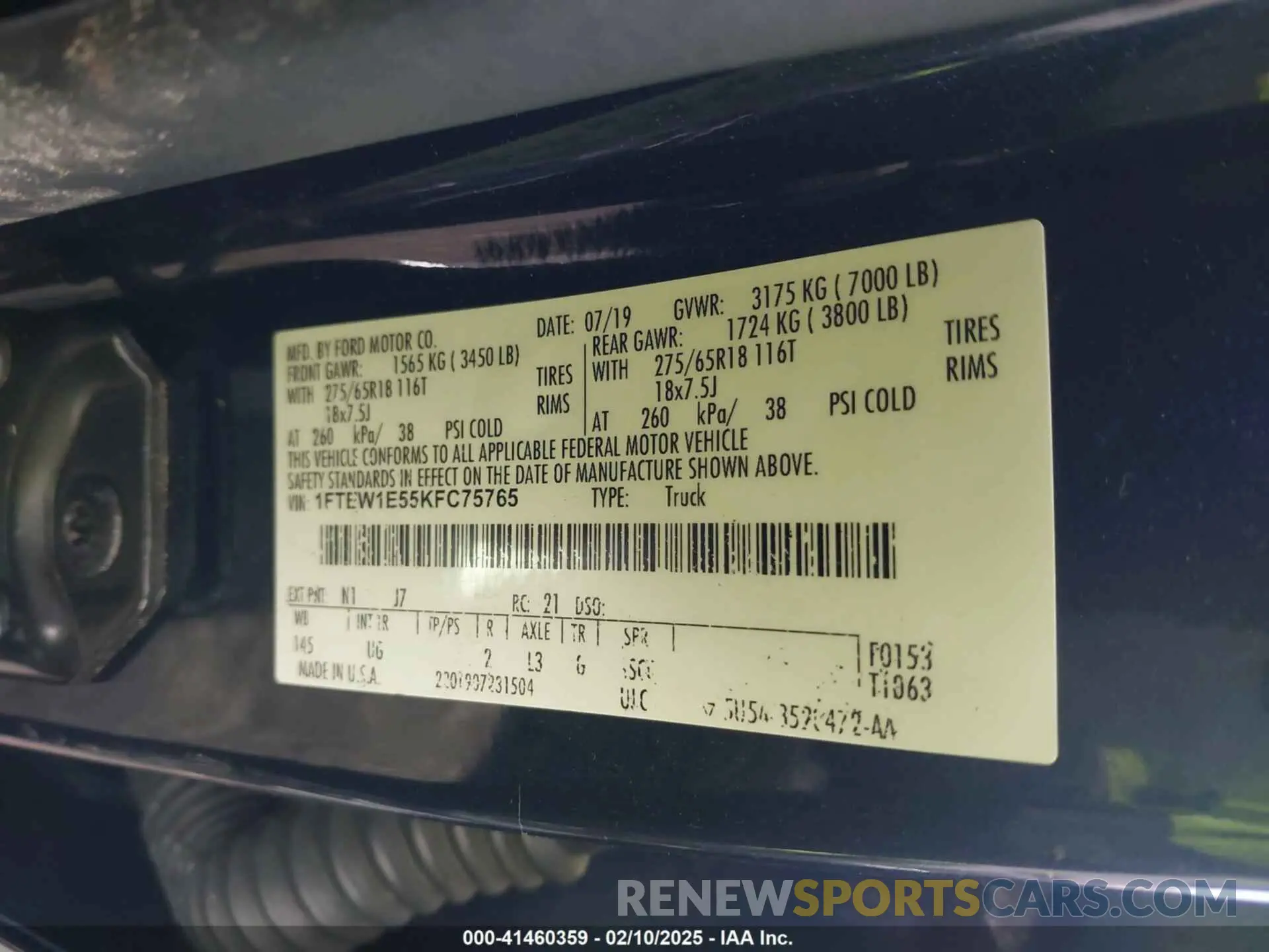 9 Photograph of a damaged car 1FTEW1E55KFC75765 FORD F-150 2019