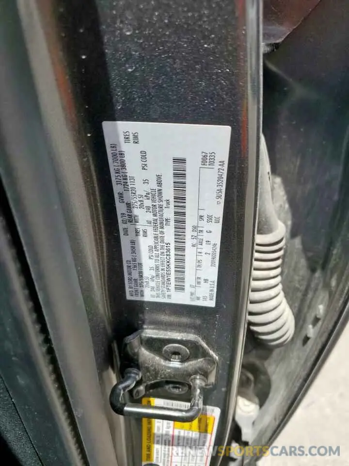 12 Photograph of a damaged car 1FTEW1E55KKC83615 FORD F-150 2019