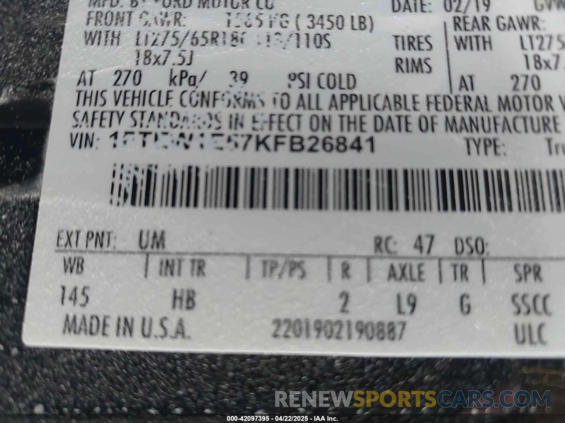 9 Photograph of a damaged car 1FTEW1E57KFB26841 FORD F-150 2019