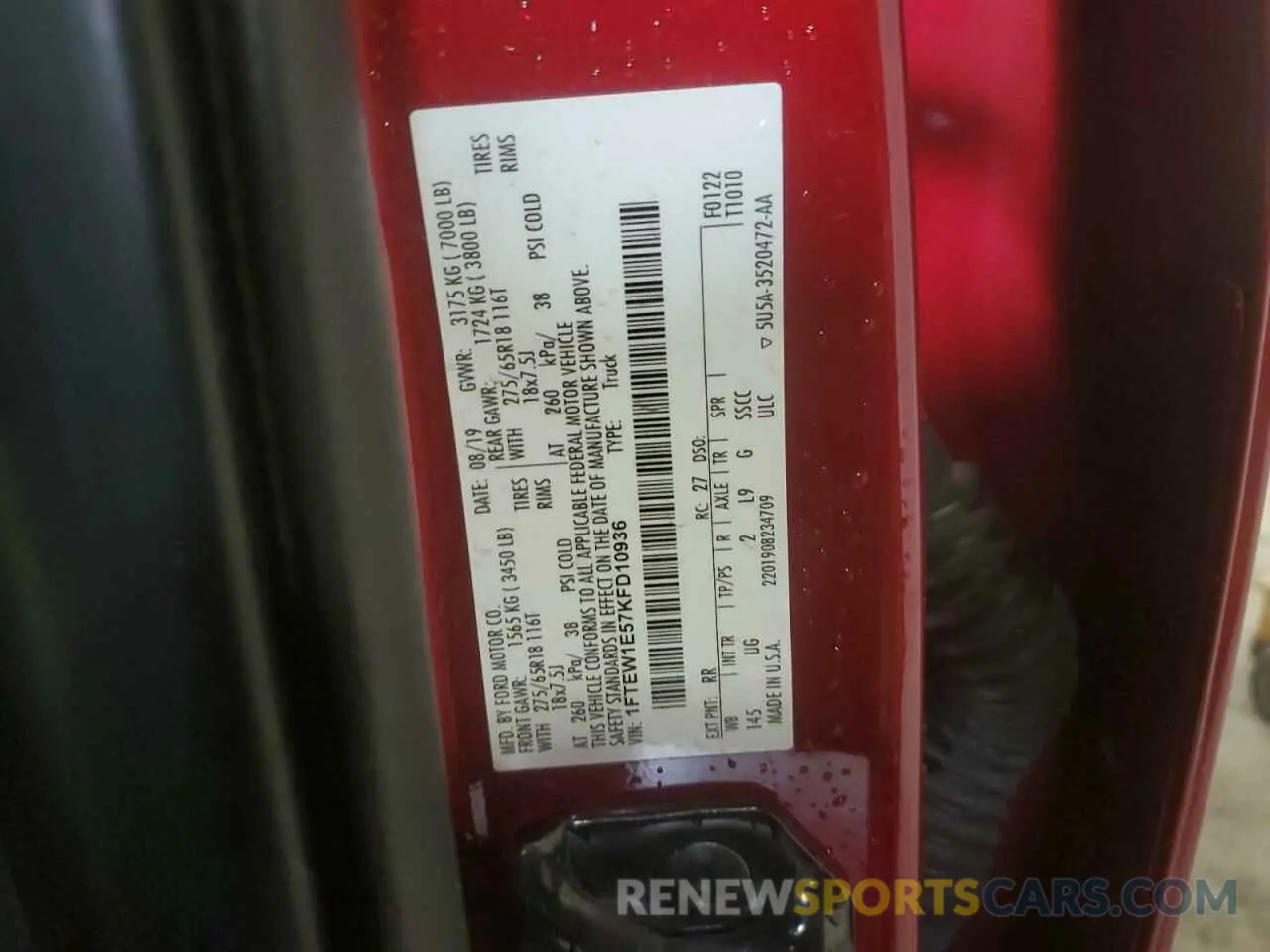 12 Photograph of a damaged car 1FTEW1E57KFD10936 FORD F-150 2019