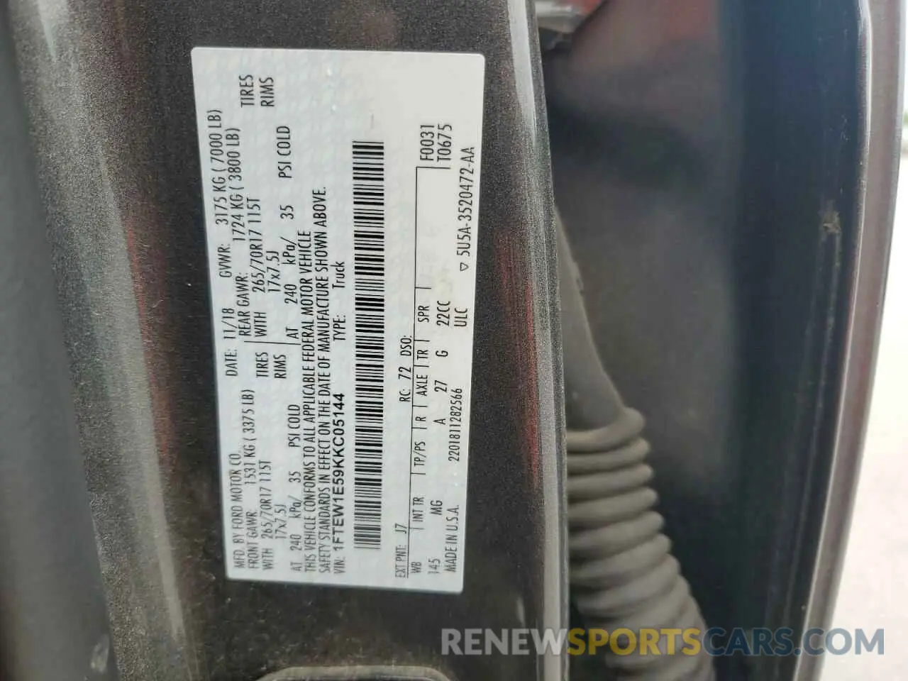 12 Photograph of a damaged car 1FTEW1E59KKC05144 FORD F-150 2019