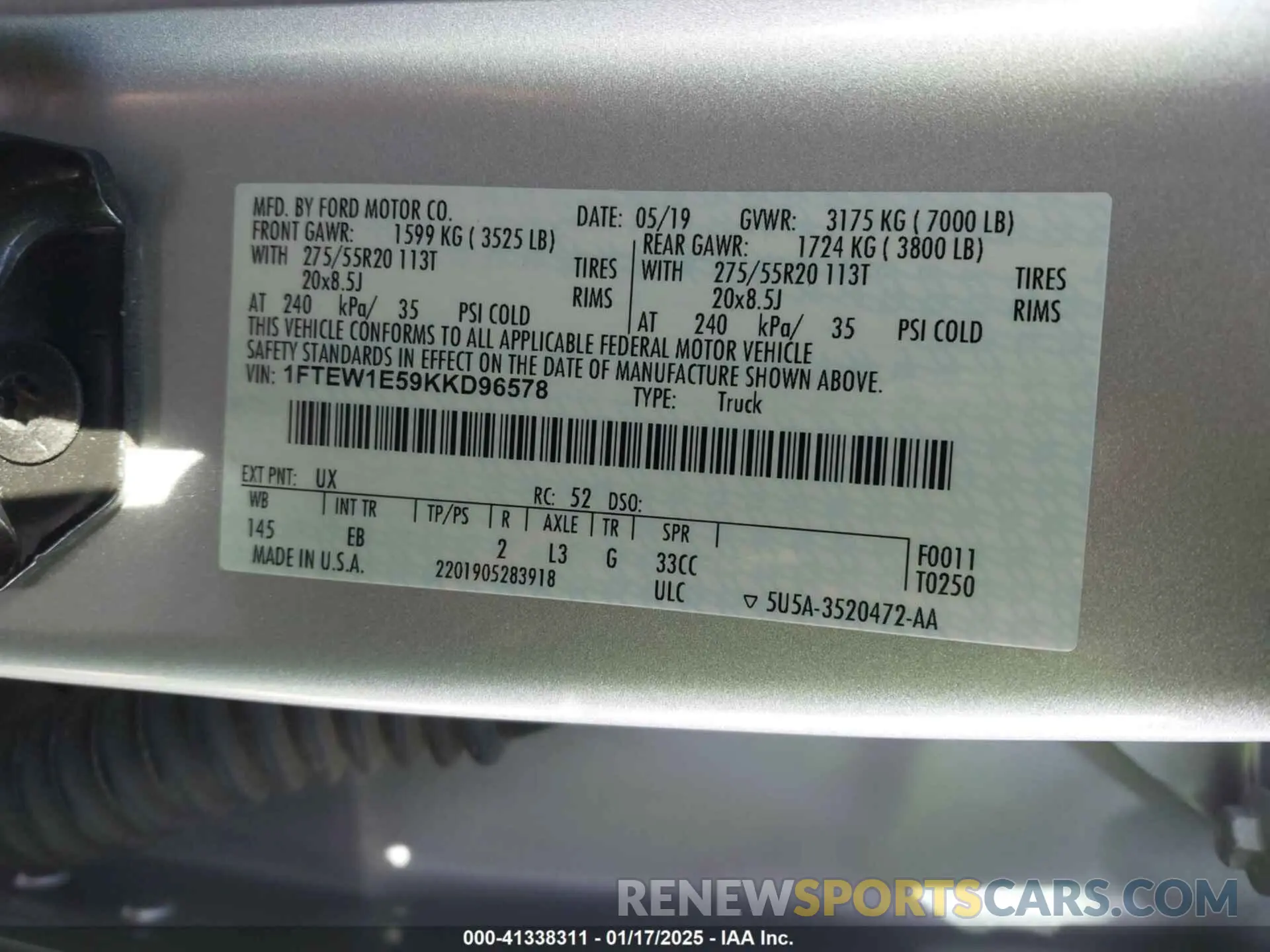 9 Photograph of a damaged car 1FTEW1E59KKD96578 FORD F-150 2019
