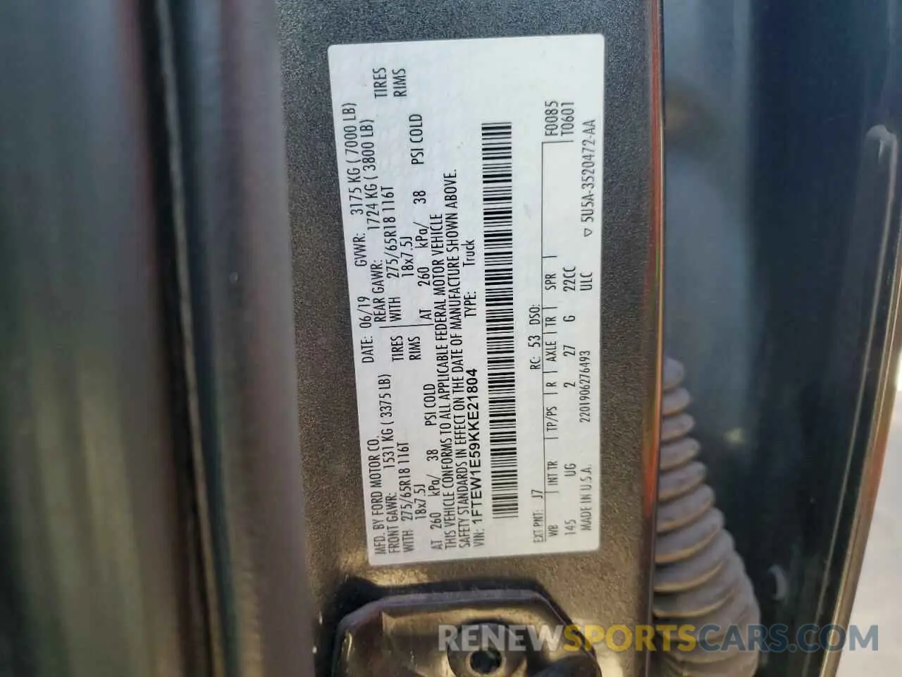 12 Photograph of a damaged car 1FTEW1E59KKE21804 FORD F-150 2019