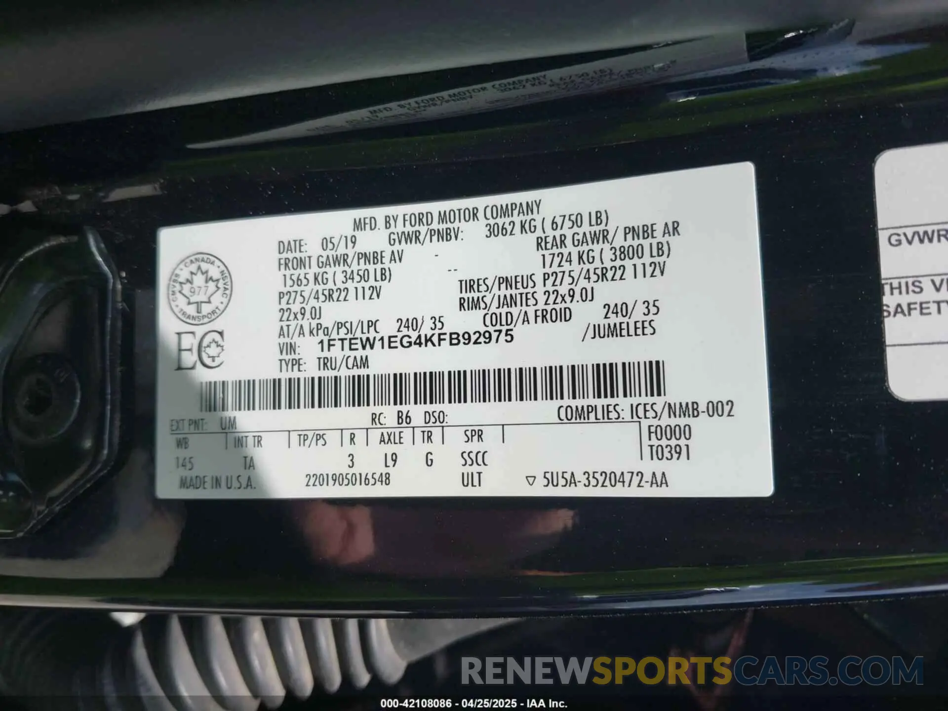 9 Photograph of a damaged car 1FTEW1EG4KFB92975 FORD F-150 2019